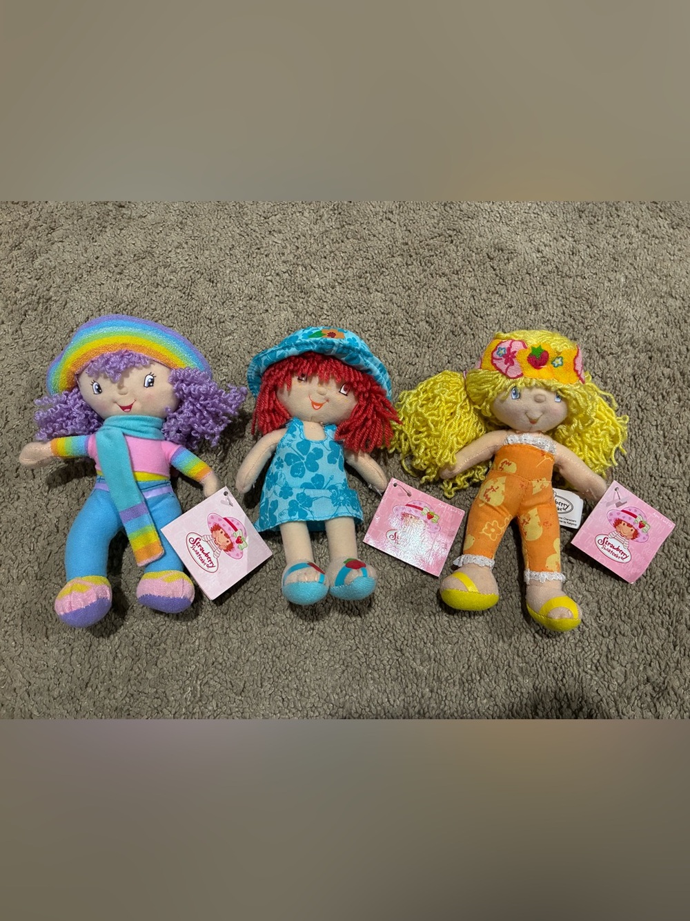 2005 Strawberry Shortcake Plush Doll Lot Bean Bag Kellytoy 8" Rainbow Sherbet